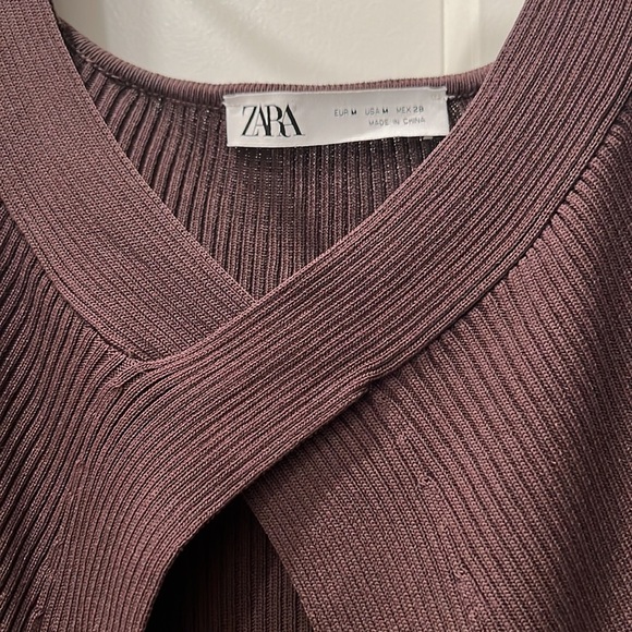 NWOT ZARA Cut Out Knit Dress with slit in color brown (size M) - Picture 6 of 6